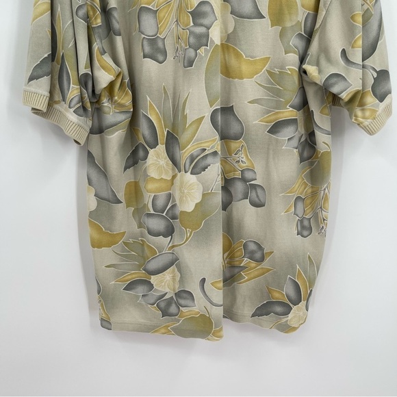 TOMMY BAHAMA Green Silk Blend Floral Polo Shirt Men's Size XL Short Sleeves - Picture 8 of 11
